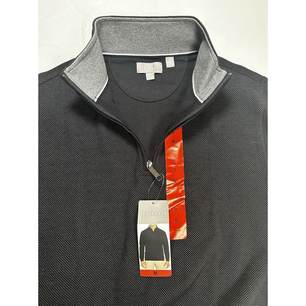Ted Baker Quarter Zip Men’s Textured Pullover NWT Size M - Picture 4 of 4